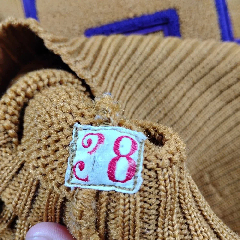 O'Shea‎ Knitting Mills Vintage 40s Varsity Letterman Sweater Mens 38 Gold Wool